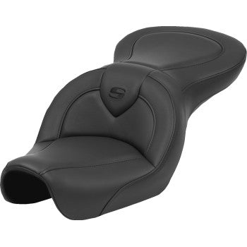 Black SADDLEMEN Roadsofa™ motorcycle seat with black stitching for FXD 2004-2005, without backrest, by Bill's Exhausts.