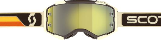 Scott Fury Goggle in brown and beige with yellow chrome lens, designed for motocross and off-road riding.