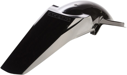 Black ACERBIS rear fender for motorcycles, designed as a durable body part with sleek finish and precise fit.