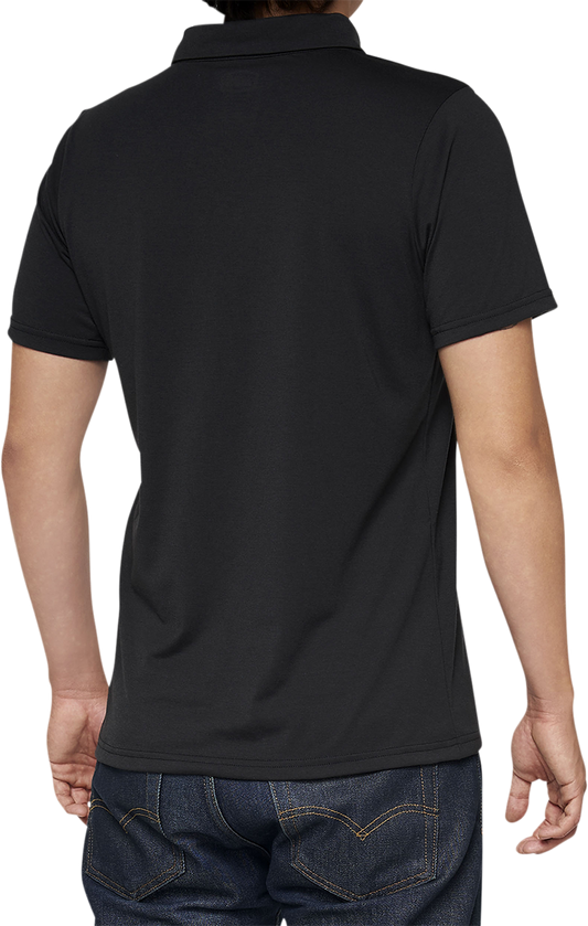 Black and white Bill's Exhausts 100% Corpo polo shirt in small, featuring a classic fit and polo collar.
