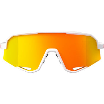 Bill's Exhausts Slendale sunglasses in matte white with HiPER Red Multimirror lenses, showcasing stylish, modern eyewear design.