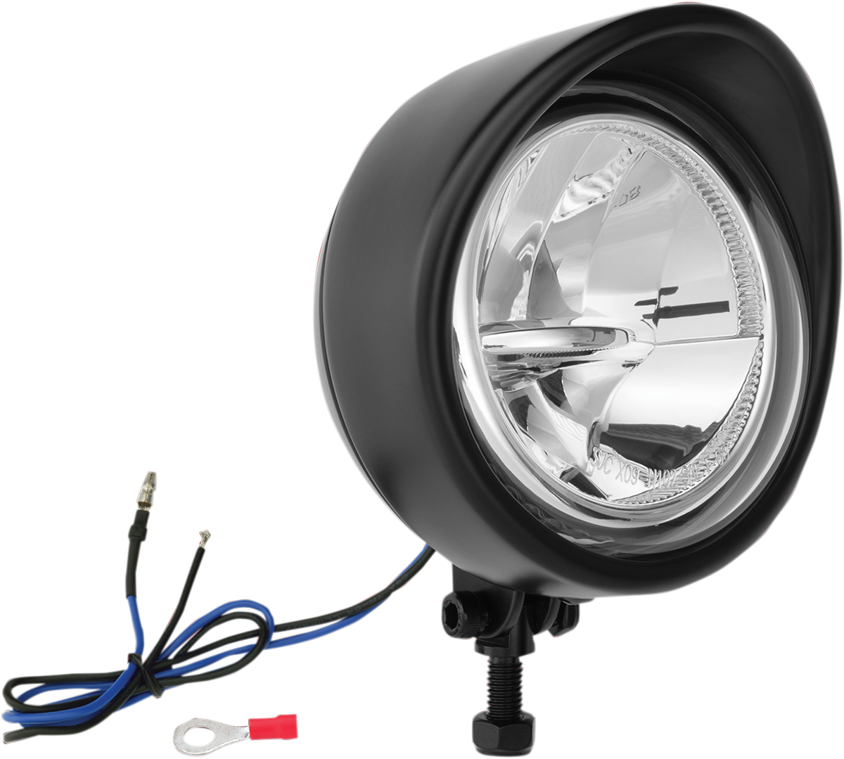 Bill's Exhausts SHOW CHROME 3.5-inch black driving light mounted on a vehicle engine, showcasing durable metal construction.