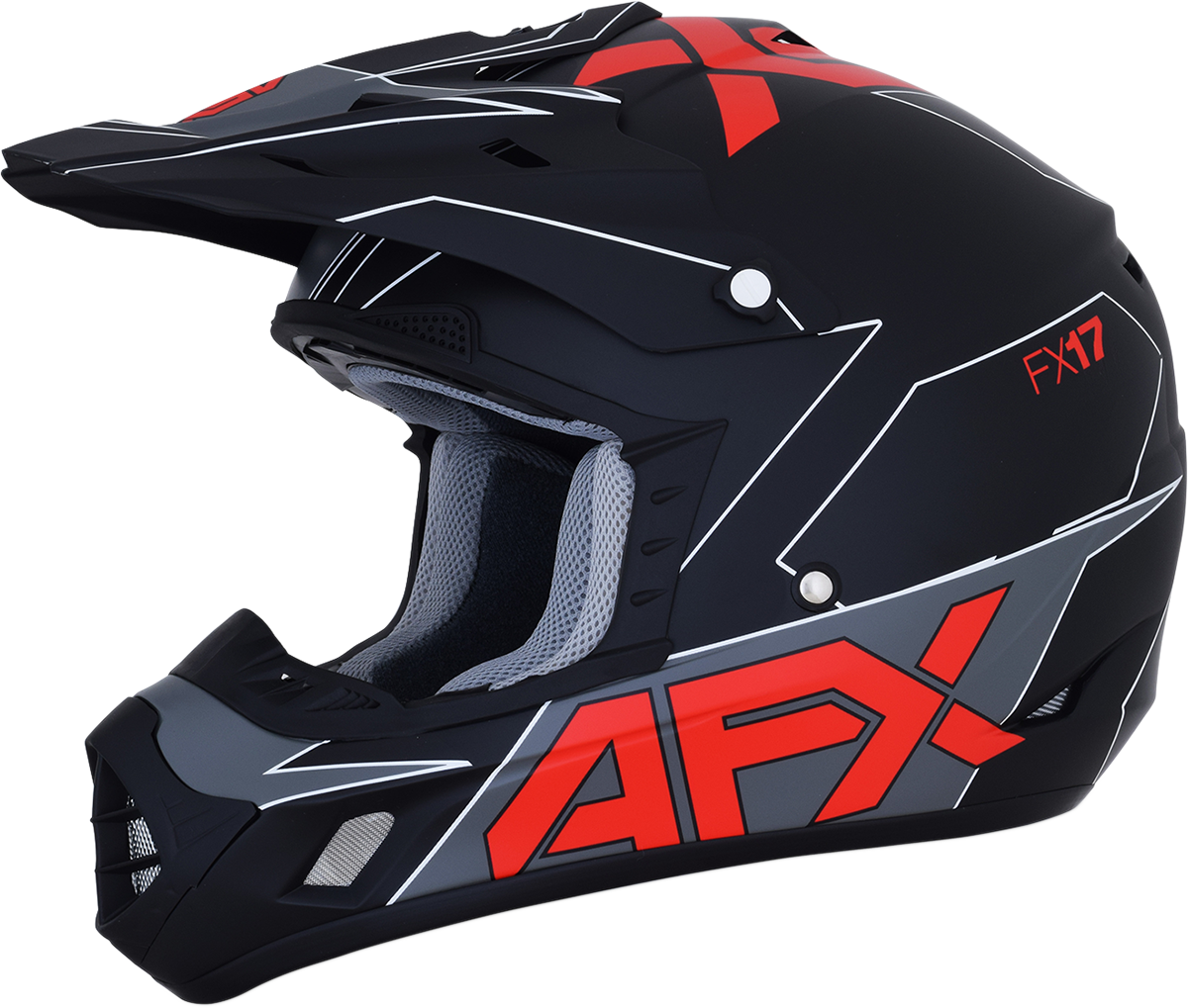 AFX FX-17 Helmet - Aced - Matte Black/Red - Large 0110-6486 - Howling Moto