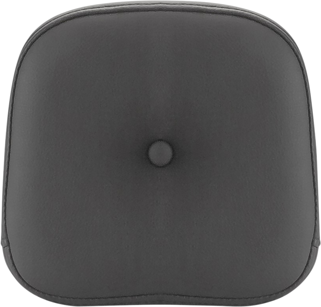 Black Saddlemen Sissy Bar Pad with pillow top, designed for FL models 1999-2023, mounted on a motorcycle seat.