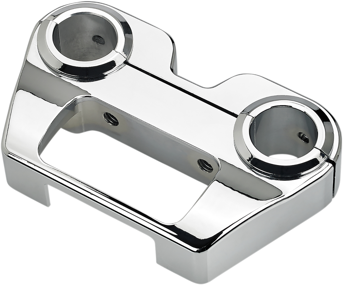 Chrome BILTWELL Billet Dash Panel for Harley Davidson motorcycle, featuring a sleek, polished body design with mounting details.