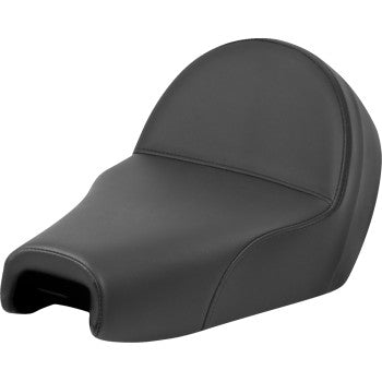Bill's Exhausts SADDLEMEN Solo Seat - Plain XL for Harley Davidson '04-'22, showing smooth black leather with minimal padding.