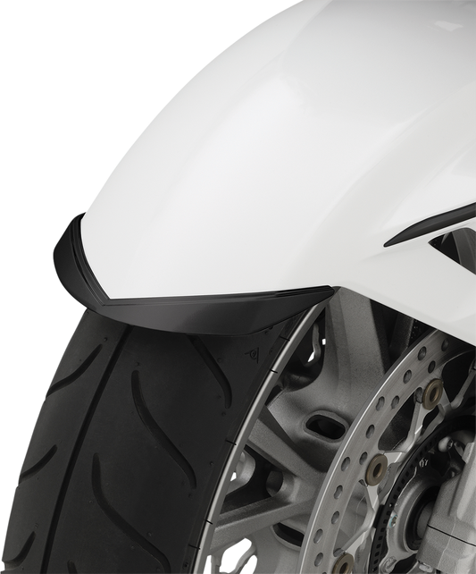 Black Show Chrome Fender Tip Accent for front engine, featuring a sleek chrome finish and detailed design.