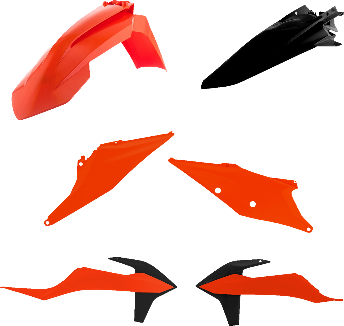 ACERBIS OEM 2023 orange and black full replacement motorcycle body kit, showing front and side view with sleek design.