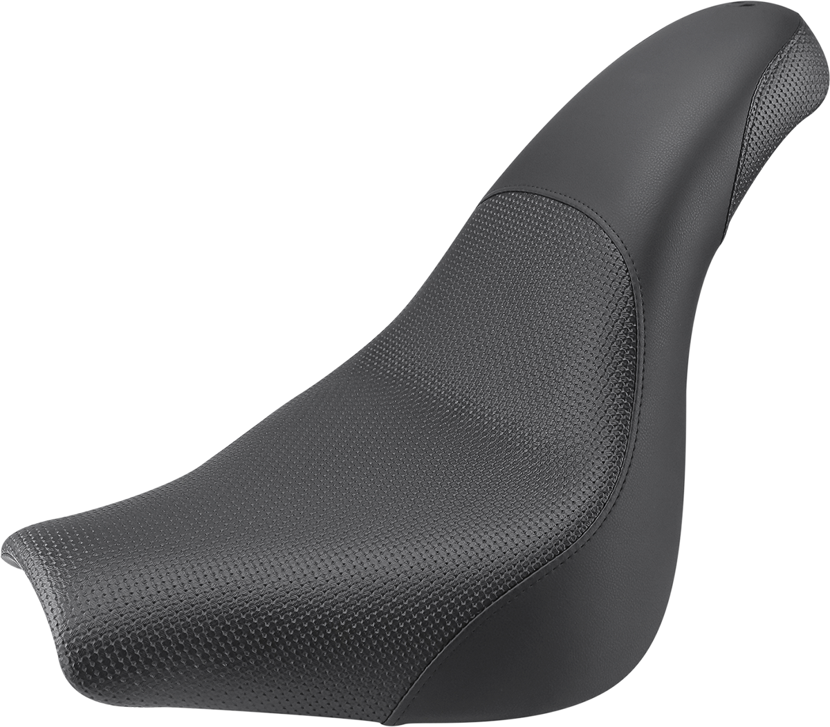 Black SADDLEMEN Profiler Basket-weave Seat for FXBR/S motorcycle, featuring textured leather design and ergonomic shape.