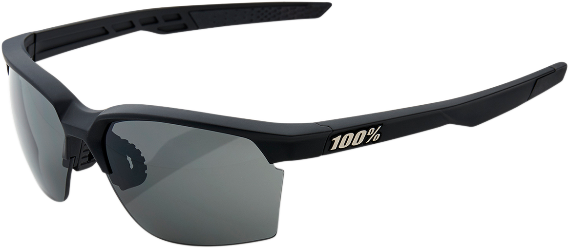 Bill's Exhausts Sportcoupe sunglasses in black with smoke lenses, featuring a sleek design and wraparound style.