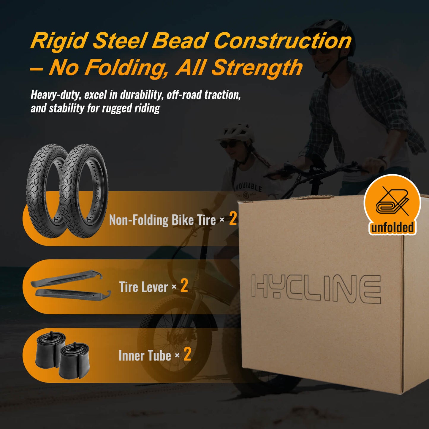 Hycline R4FT E-Bike and Fat Bike Tire with rugged tread pattern, suitable for off-road and all-terrain cycling.