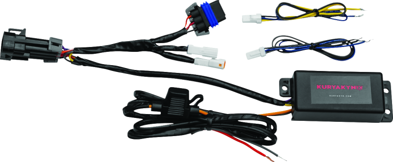 Kuryakyn Signal Splitter Module 3-Wire for Indian Scout models, showing the compact electronic component with wiring.