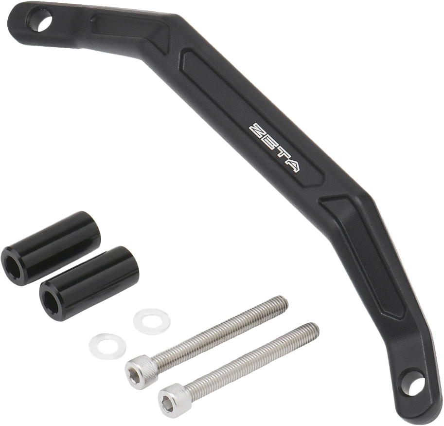 ZETA ZE94-8110 black aluminum motorcycle grab bar for touring and securement, mounted on bike with textured finish