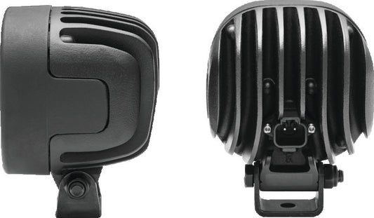 Kuryakyn Lodestar 1850L high-output driving lights for powersports vehicles, showcasing sleek black housings and bright LED beams.
