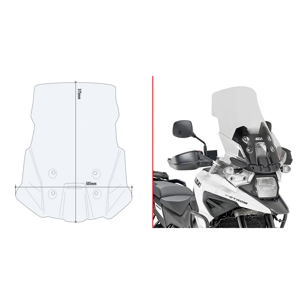 GIVI D3117ST clear and smoked motorcycle windshields for Suzuki bikes, showing both transparent and tinted shield options.