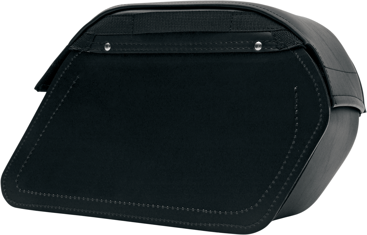 Large SADDLEMEN Custom Fit Drifter Saddlebag for seats, designed by Bill's Exhausts, shown on motorcycle seat.