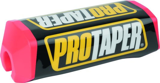 Red and black ProTaper 2.0 square bar pad by Bill's Exhausts, shown on a motorcycle handlebar for protection and style.