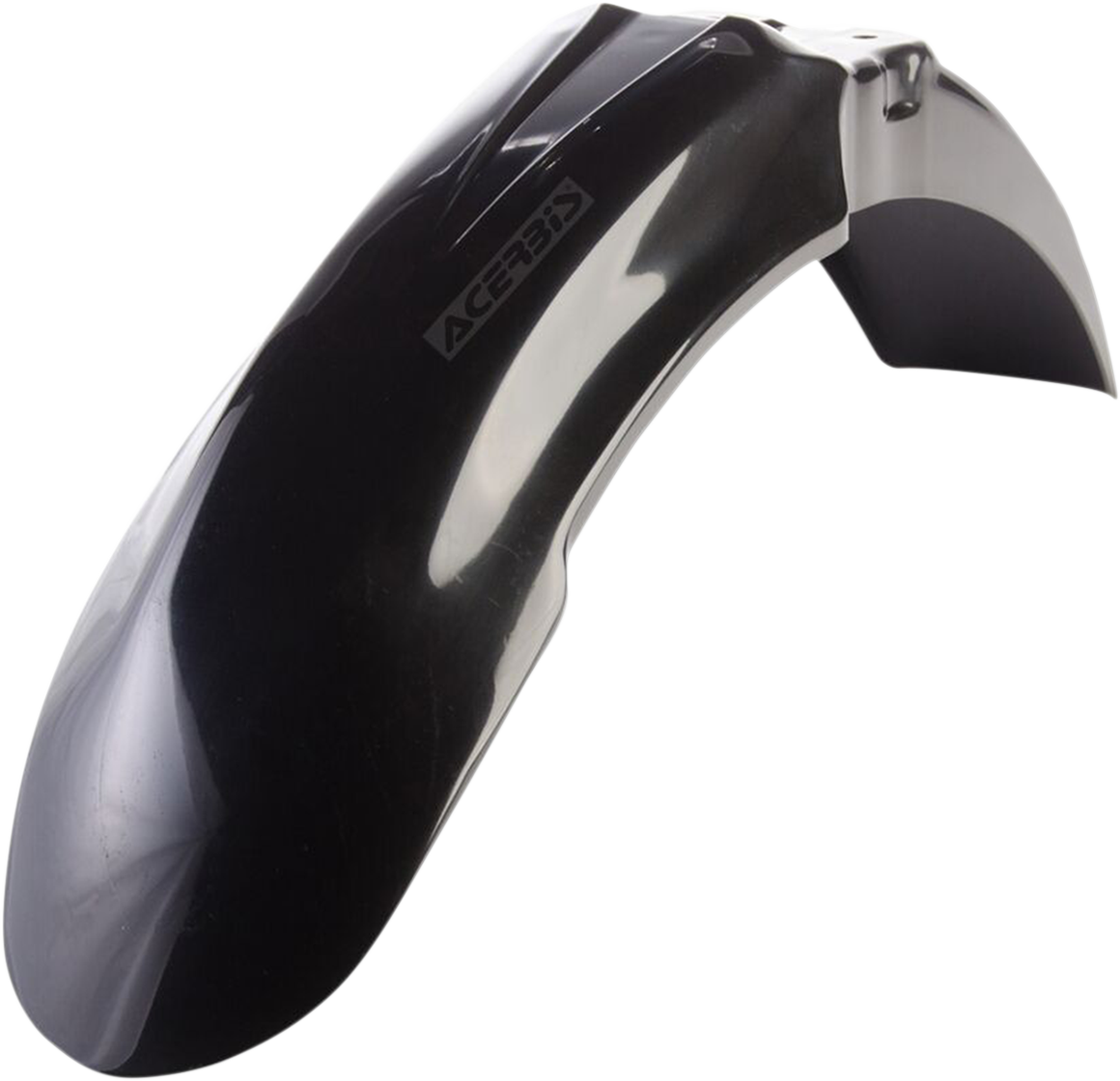 Black ACERBIS front fender for motorcycle, body part with mounting points, designed by Bill's Exhausts.