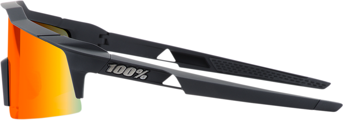 Bill's Exhausts 100% Speedcraft SL sunglasses in black with red mirror lenses, showcasing sporty, aerodynamic design.