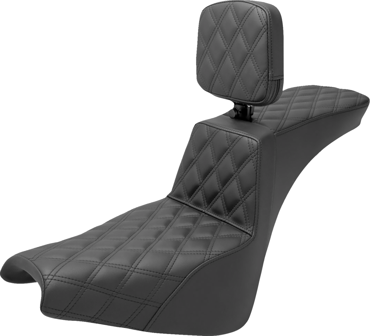 SADDLEMEN Tour Step Up Seat with rider backrest and full lattice stitch for FXBB/FXST motorcycles 2018-2022, by Bill's Exhausts.