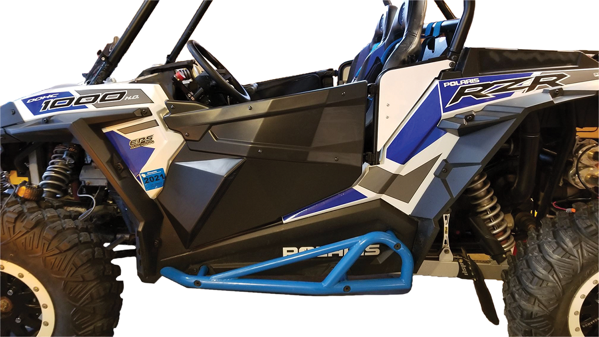 Black front doors for RZR by Moose Offroad, rugged offroad vehicle doors with sturdy design and handles, model CMU19486-20.