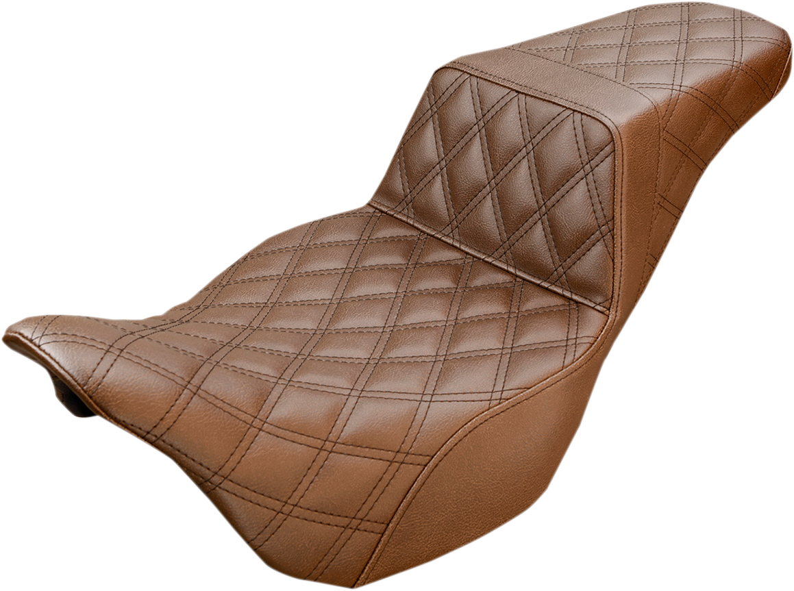 SADDLEMEN Step-Up Seat - Full Lattice Stitch - Brown - '08-'23 FL 808-07B-175BR - Howling Moto