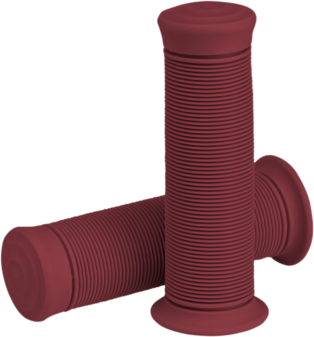 BILTWELL Kung Fu 1-inch grips in oxblood color, designed for motorcycle handlebars, with textured rubber surface and branding details.