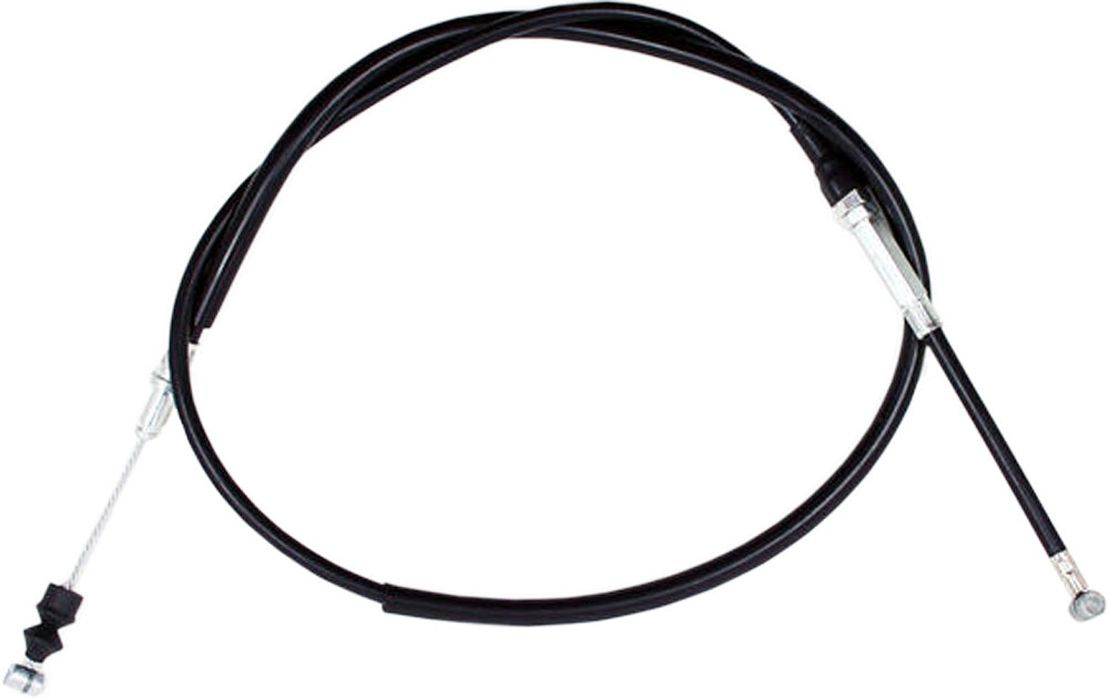 Motion Pro black vinyl clutch cable with chrome fittings and longitudinally-wound housing for motorcycle clutch systems.