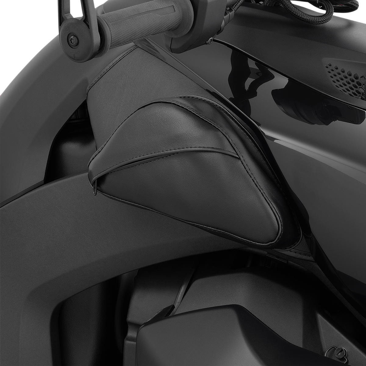 SHOW CHROME dual-side tank pouches for CAN-AM Ryker, engine accessories, by Bill's Exhausts, with black finish and durable design.