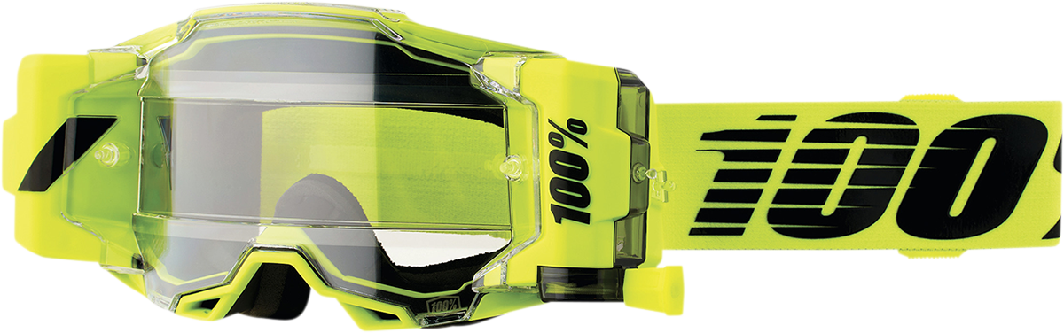 Bill's Exhausts Armega Forecast Goggles in Nuclear Citrus with clear lenses, designed for optimal eye protection and visibility.