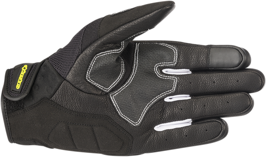 Alpinestars Crossland gloves in black and fluo yellow, large size, featuring protective padding and sporty design.