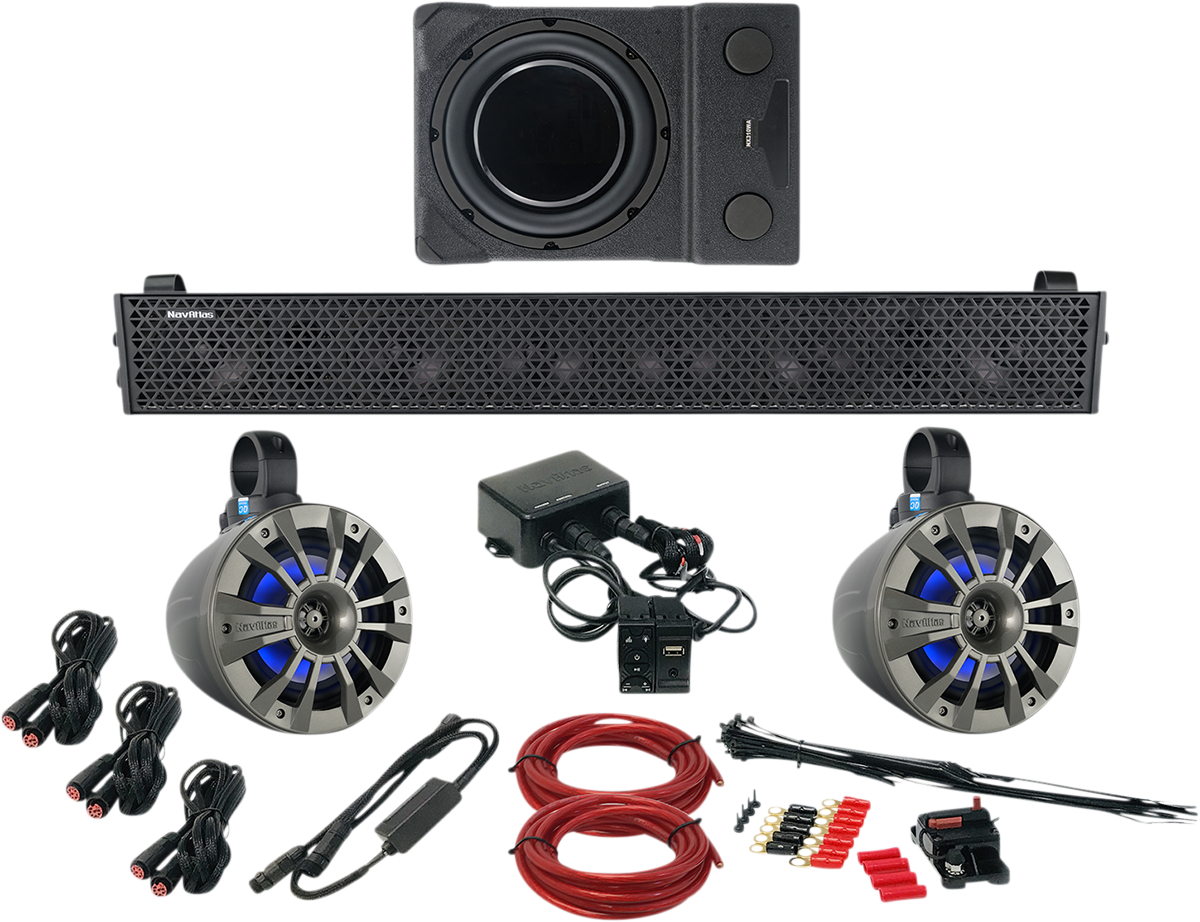 Bill's Exhausts NAVATLAS Audio Kit Zone 4 engine component with X3 X32ZONE4 label, featuring metallic and electronic elements.