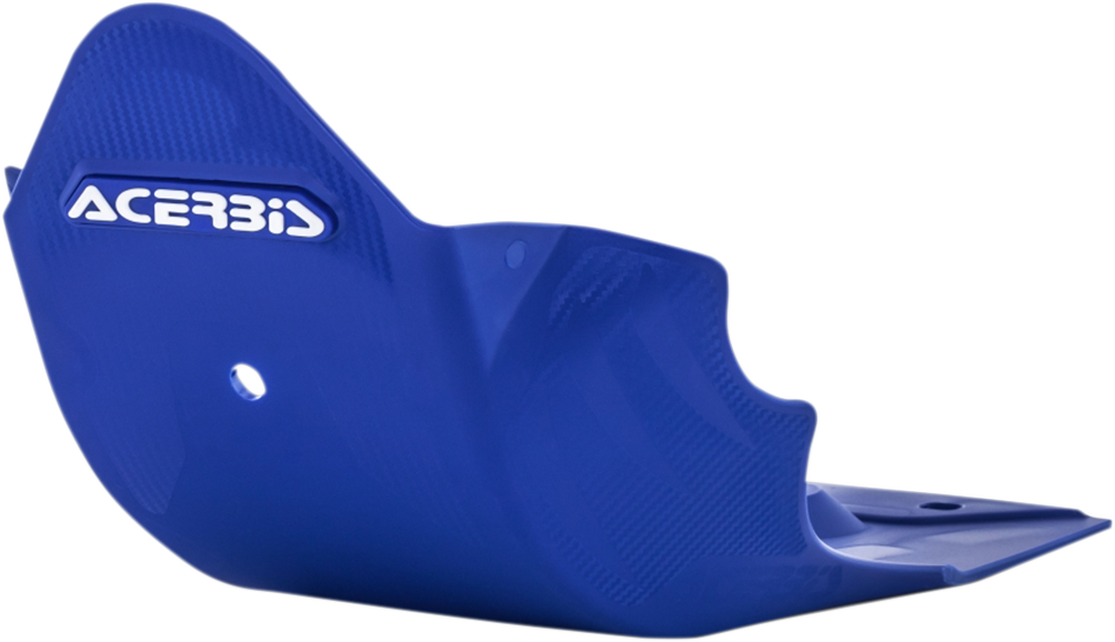 Blue ACERBIS MX skid plate for motorcycle, body protection part with brand details visible on the surface.