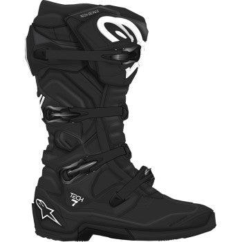 Alpinestars Tech 7 motorcycle boots in black with reinforced soles and ankle protection, US size 15.