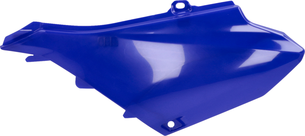 Blue Acerbis side panels for body of motorcycle, designed for compatibility with Bill's Exhausts models.