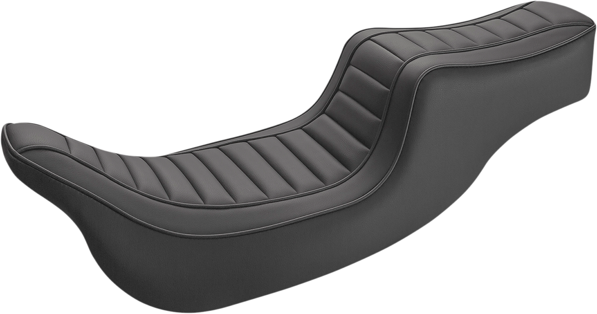 Bill's Exhausts Hog Killer Seat for FL motorcycles, featuring a sleek, padded black seat with distinctive stitching details.