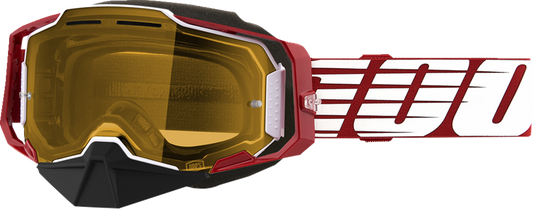 100% Armega Snow Goggles - Oversized Red - Yellow 50007-00006 - Howling Moto