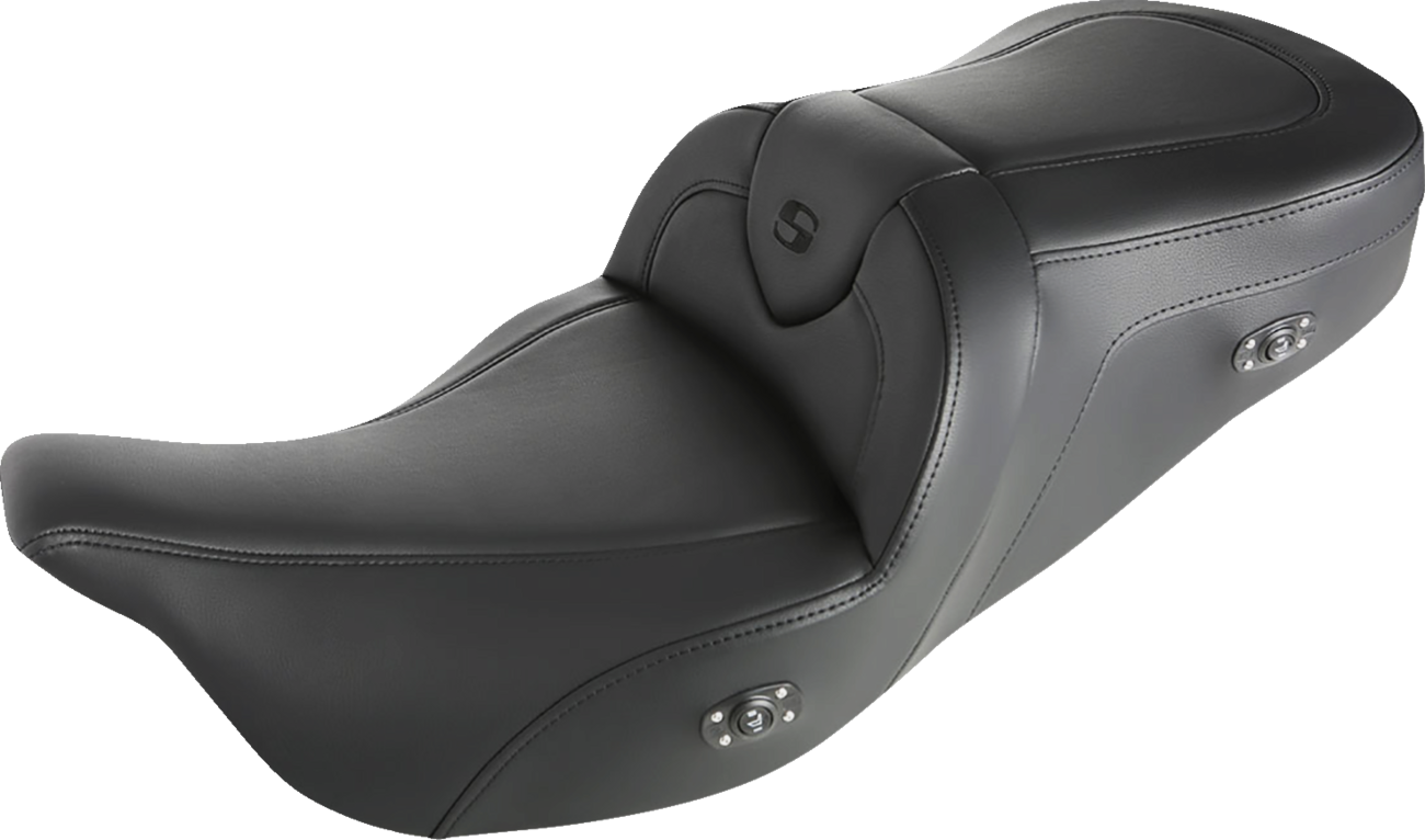 Bill's Exhausts SADDLEMEN Roadsofa Standard Reach heated motorcycle seat, black with black stitching, without backrest, for bikes.