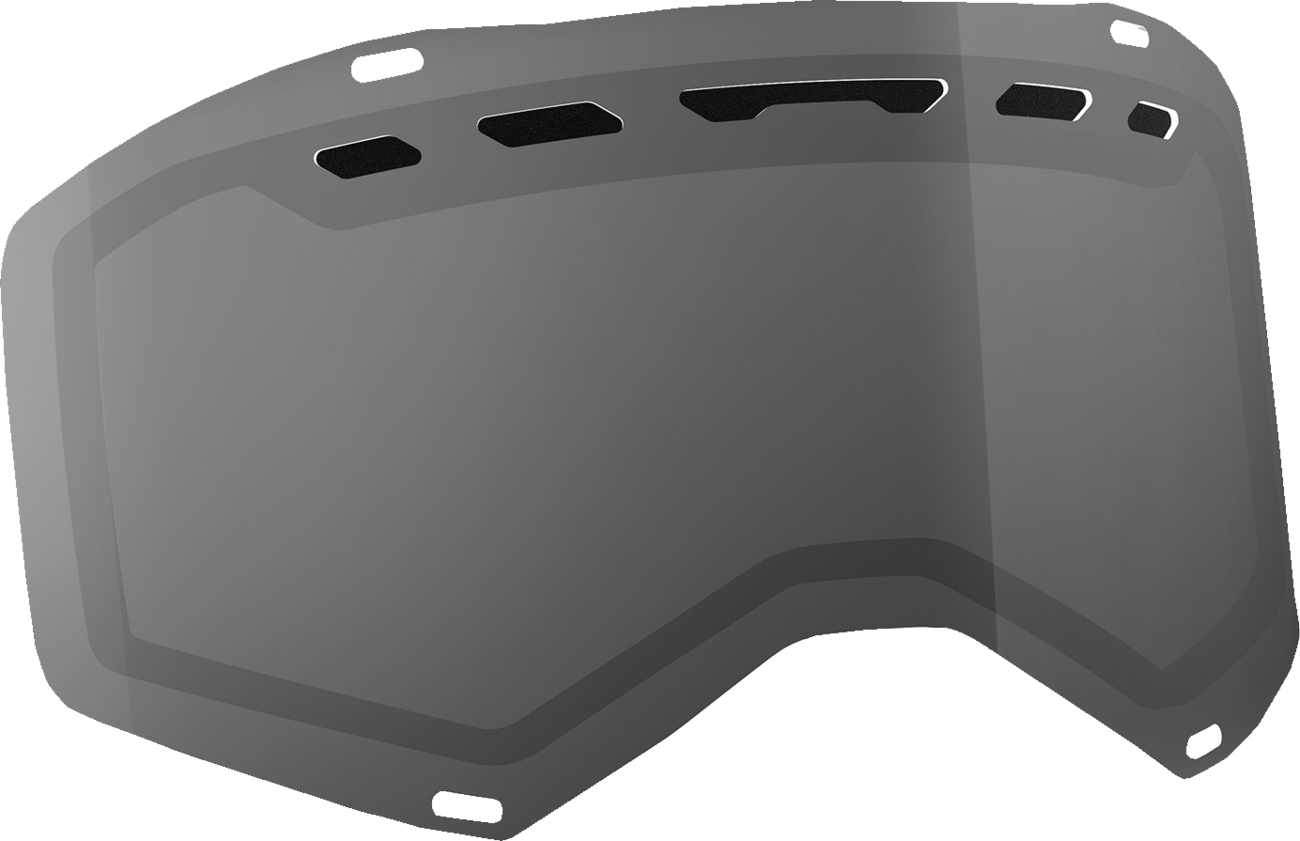 Scott Prospect/Fury lens with ACS dual gray AFC for motorcycle helmet, showing the gray-colored lens and mounting features.