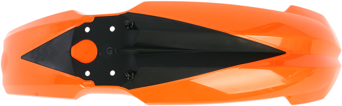 Acerbis orange and black front fender motorcycle body part, designed for durability and style, shown from a side view.