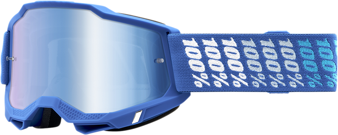 Accuri 2 goggles by Bill's Exhausts with blue mirror lenses, featuring a sleek design and adjustable straps for a secure fit.