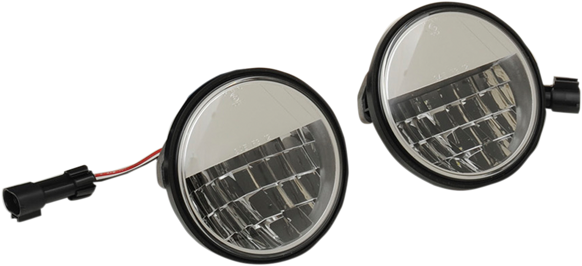 DRAG SPECIALTIES 4.5-inch LED fog light with reflector for motorcycle or vehicle lighting, shown with reflective surface and mounting bracket.