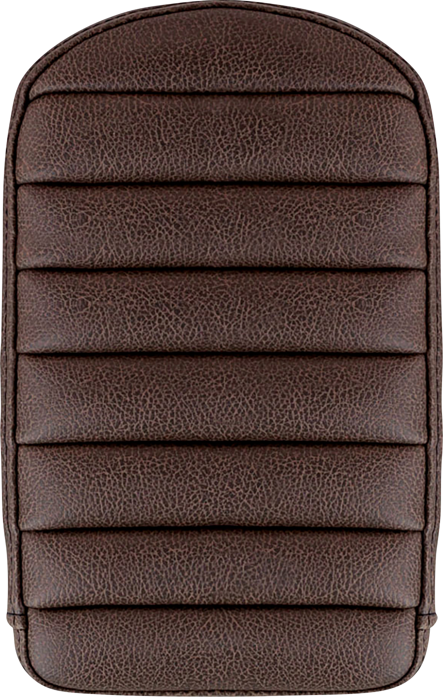 Brown SADDLEMEN Sissy Bar Pad with Tuck-n-Roll design for motorcycle seats, featuring classic leather-styled cushioning.