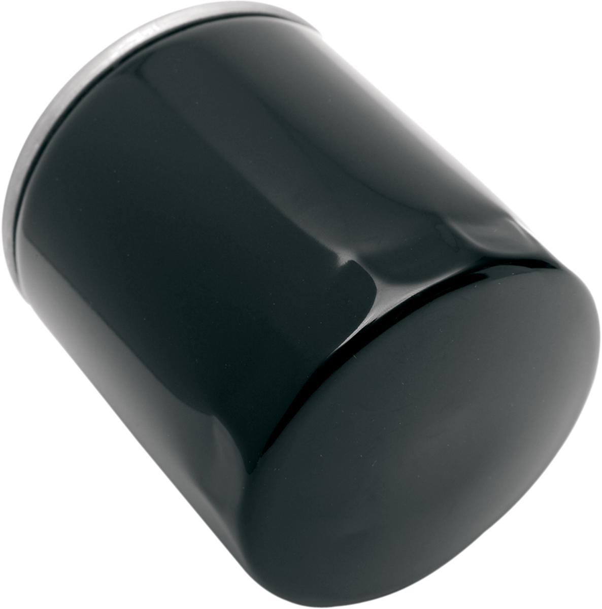 Black Drag Specialties V-Rod oil filter model 14-0024B-BX18, designed for Harley V-Rod motorcycles, shown in the image.