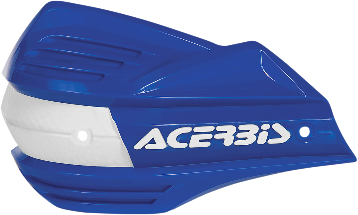 Acerbis X-Factor blue motorcycle handguards with body mount, designed for protection and durability.