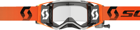 Scott Prospect WFS Goggle in gray and orange with clear lens, designed for motocross and off-road riding.
