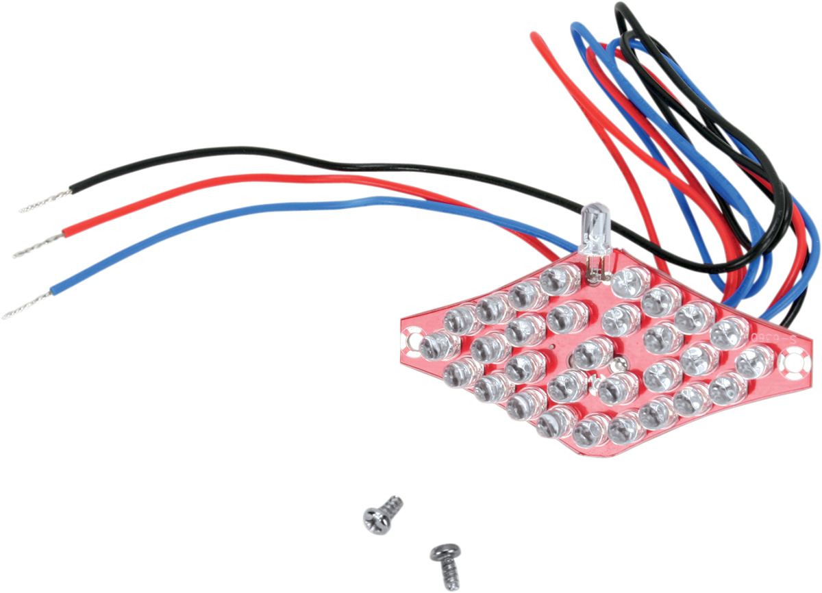 DRAG SPECIALTIES Replacement LED Board Diamond 28-6047-A, close-up of the LED electronic circuit board with LED lights.