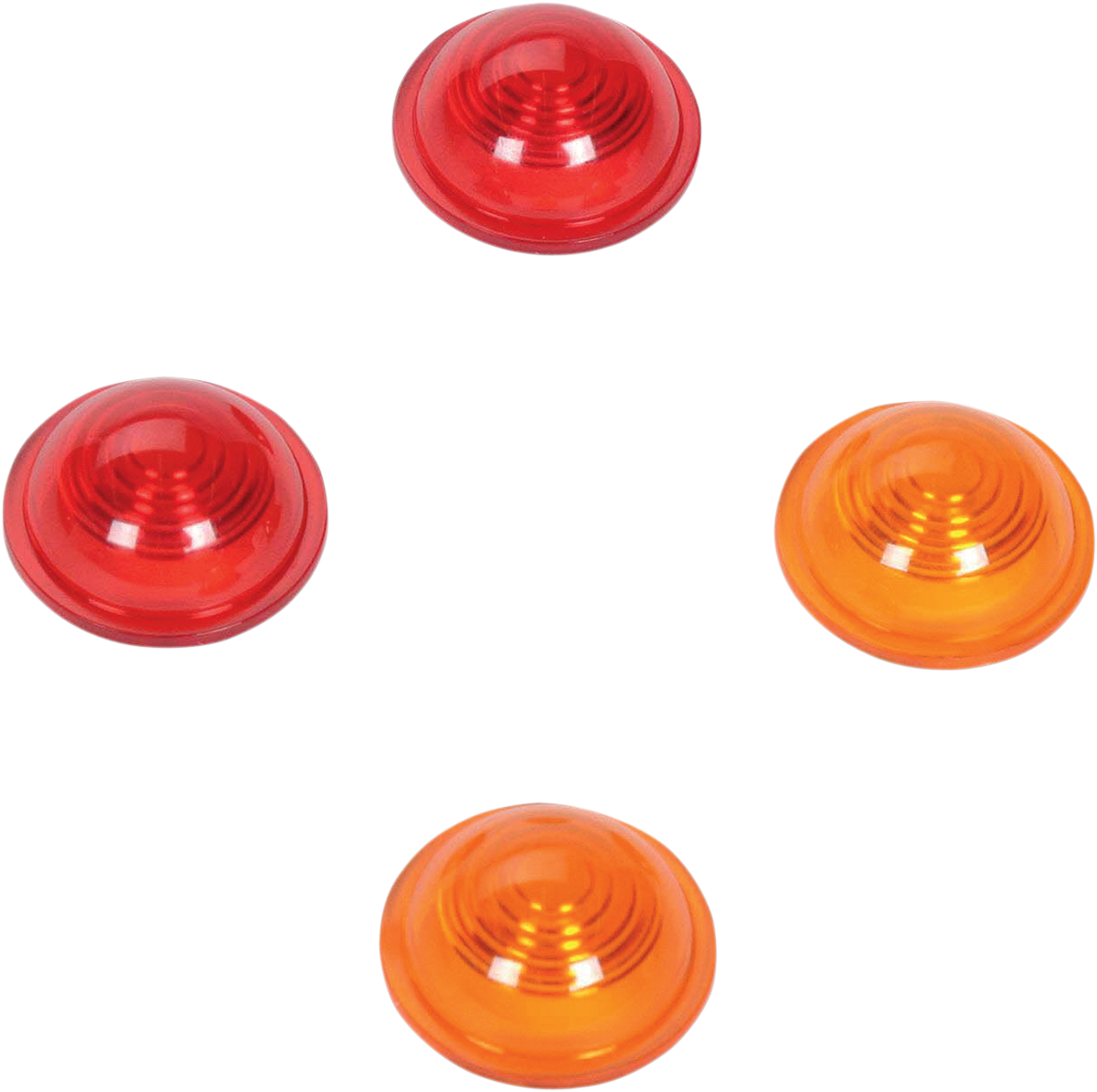 Drag Specialties Mini-Bullet Lens Kit in amber and red, designed for motorcycle turn signals and lights.
