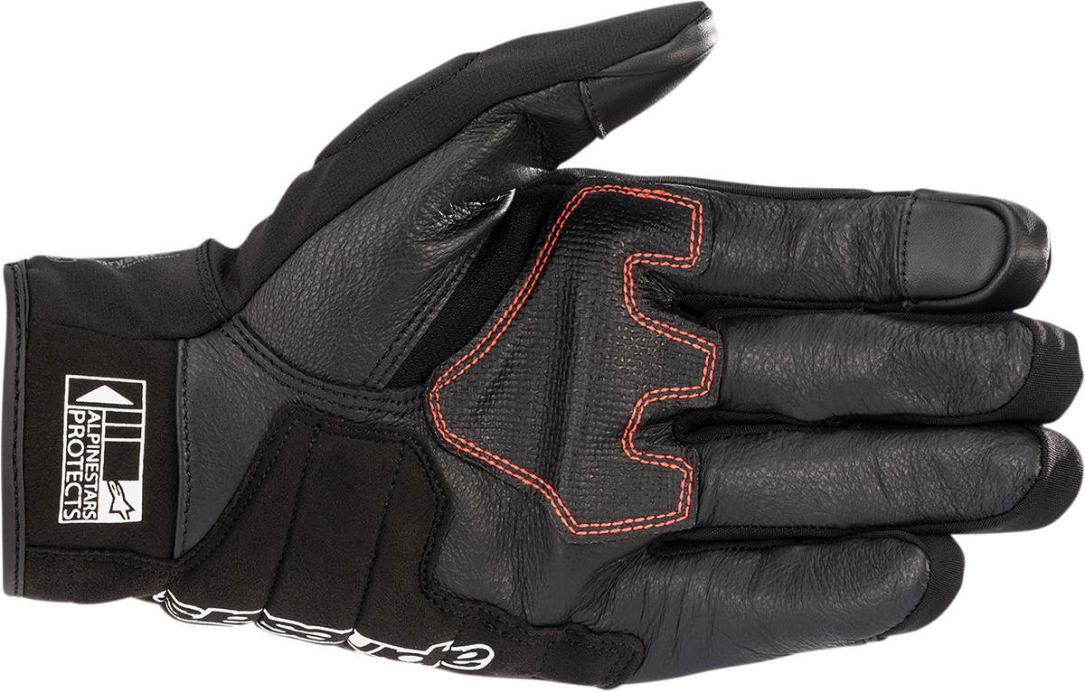 Alpinestars Honda SMX Z Drystar® motorcycle gloves in black and bright red, size XL, with reinforced knuckles and adjustable wrist straps.