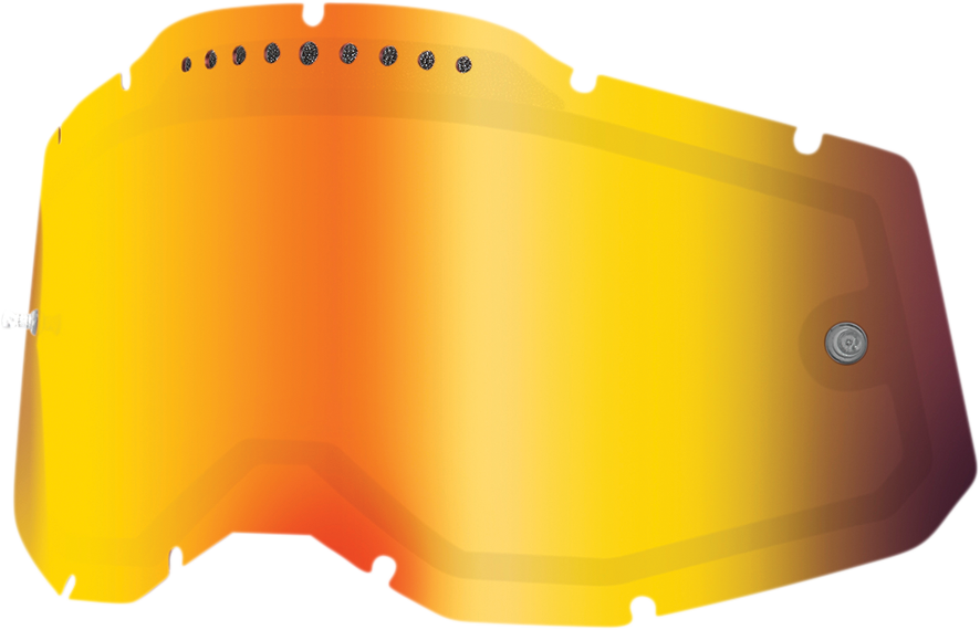 Bill's Exhausts red mirror vented lenses for Accuri 2, Racecraft 2, and Strata 2 helmets, dual lens design with venting features.